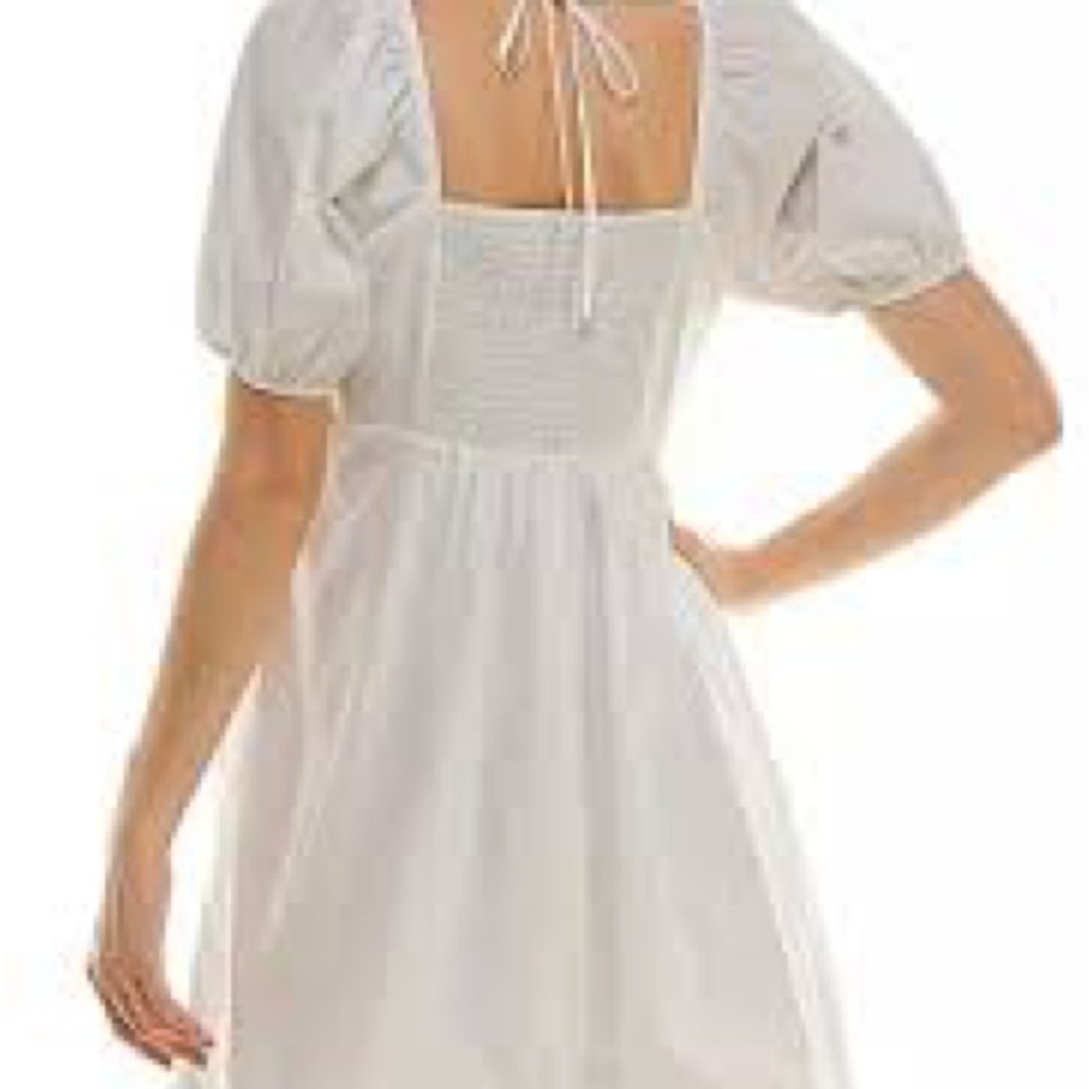 Draper James White Smocked Puff Sleeve Babydoll Dress XL Cottagecore